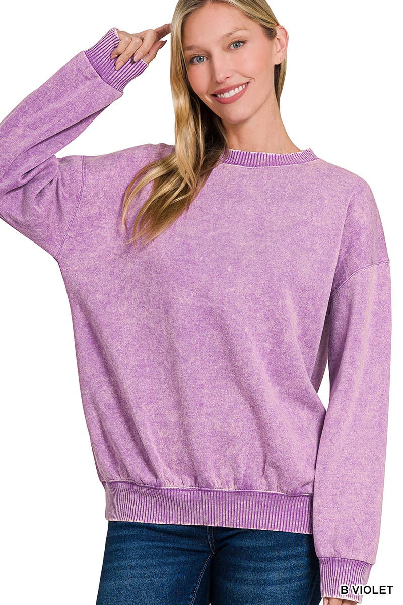 Acid Wash Fleece Pullover