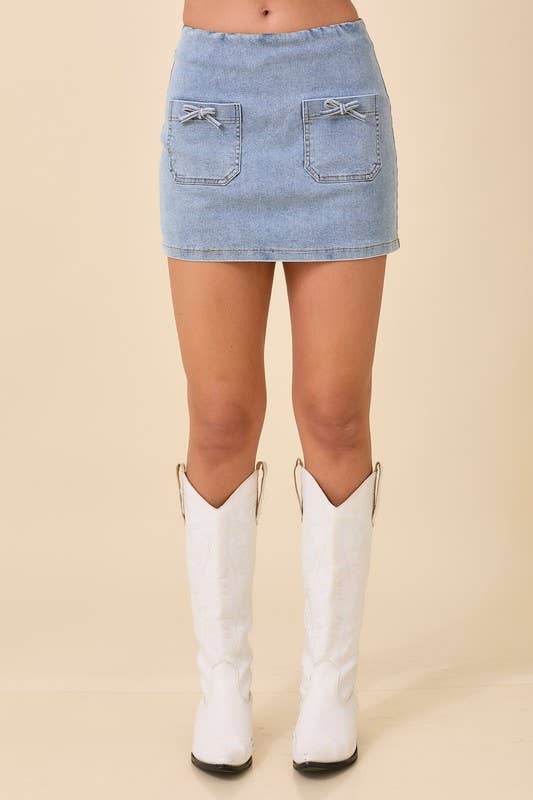 Mini Denim Ribbon Skort