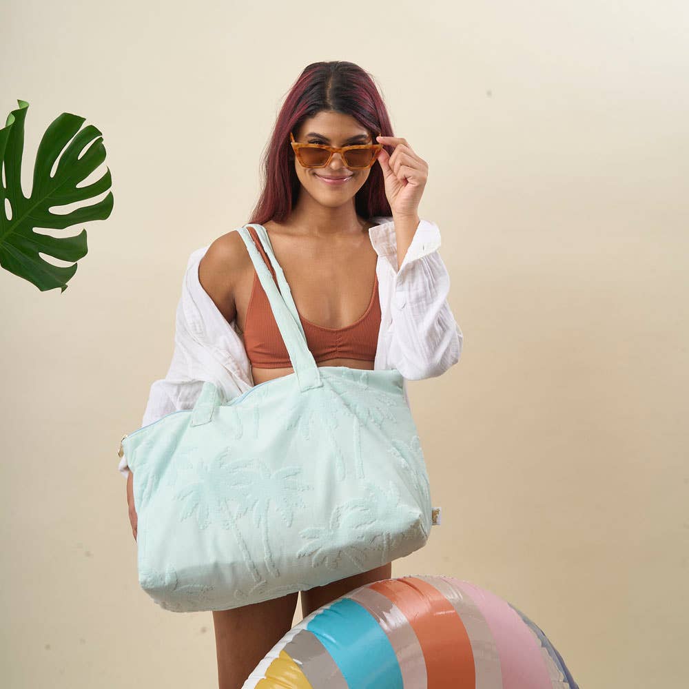 Terry Tote-Aqua Palm