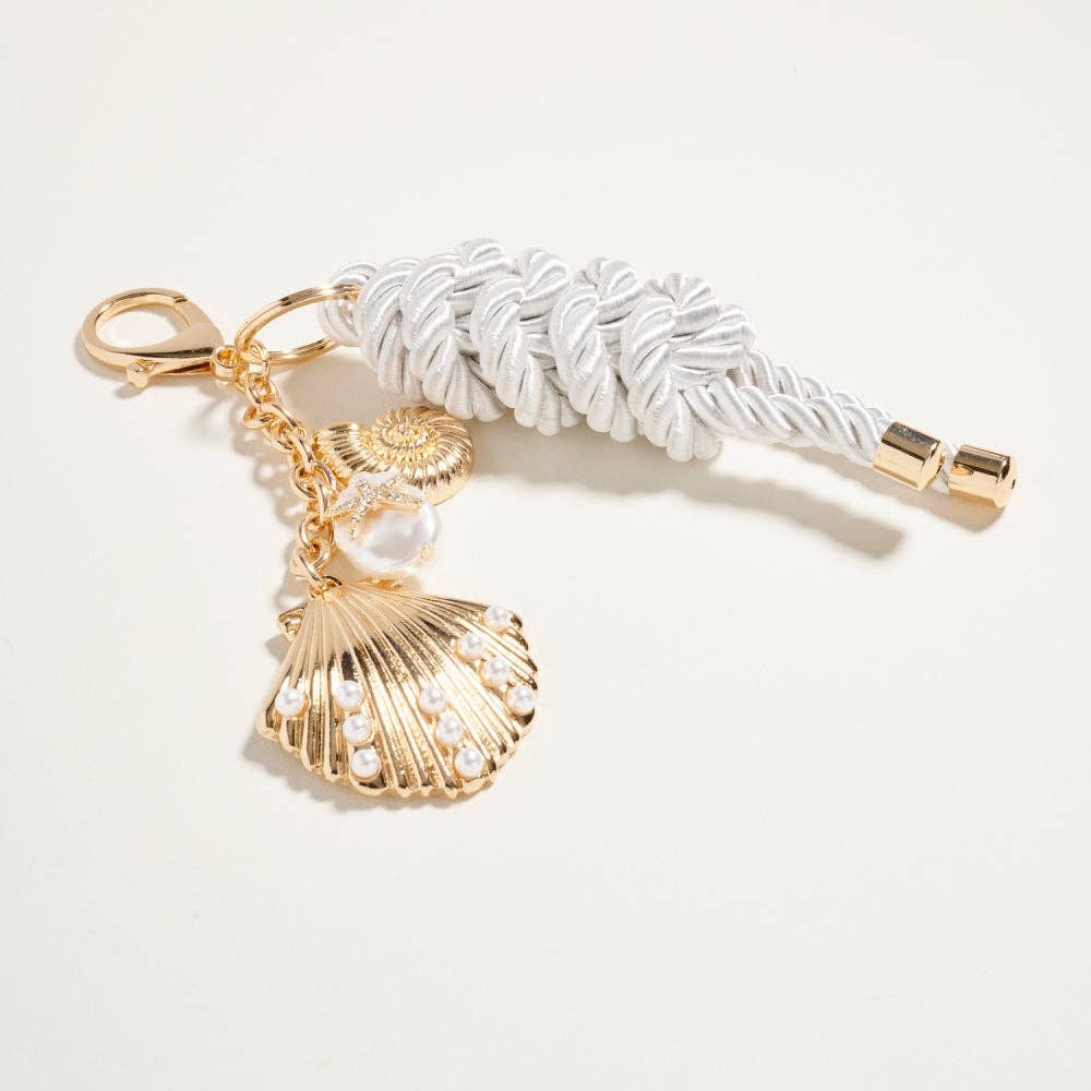 7 Inch Shell Clam Pearl Star Keychain Bag Charm