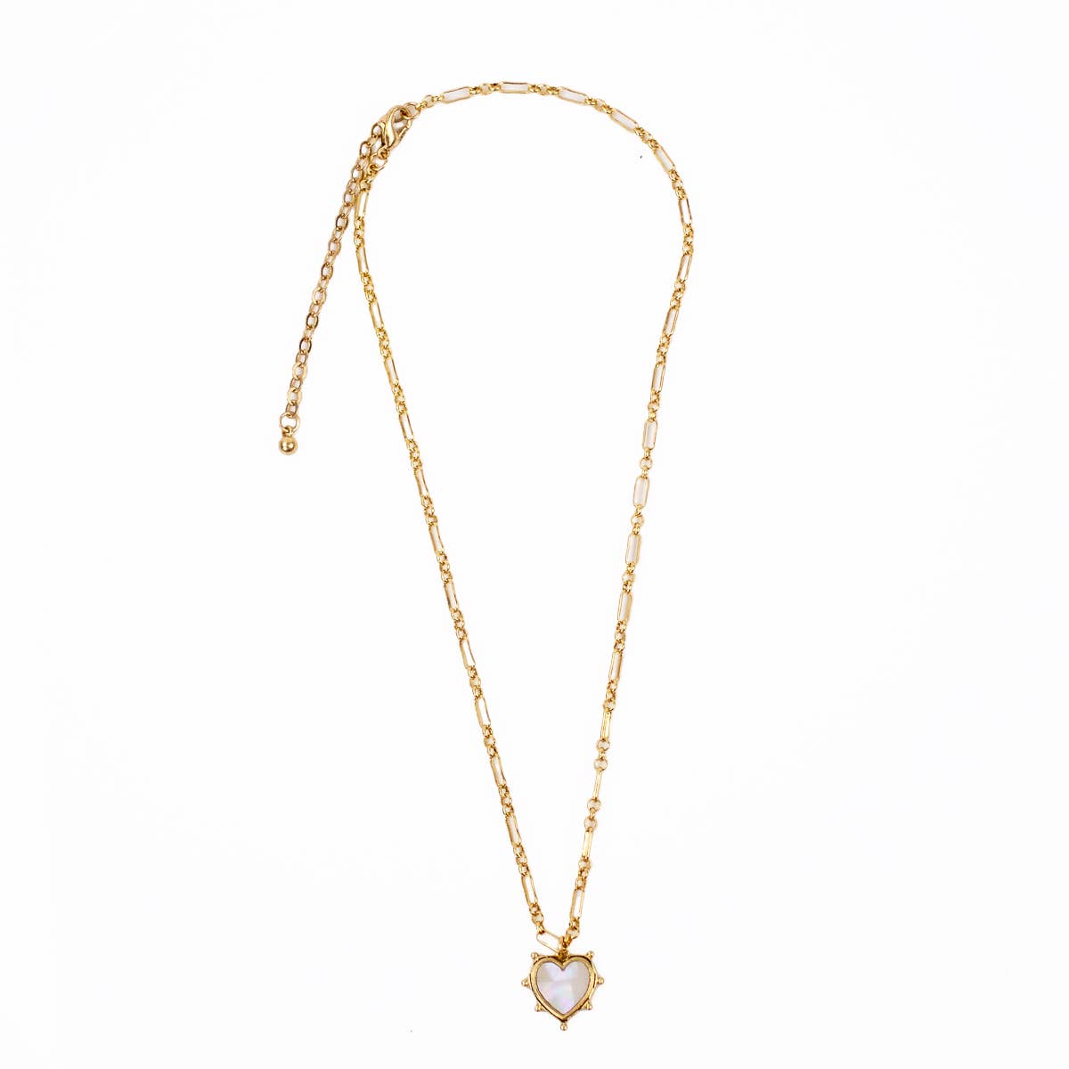 Alma Heart Necklace White/Gold 16"
