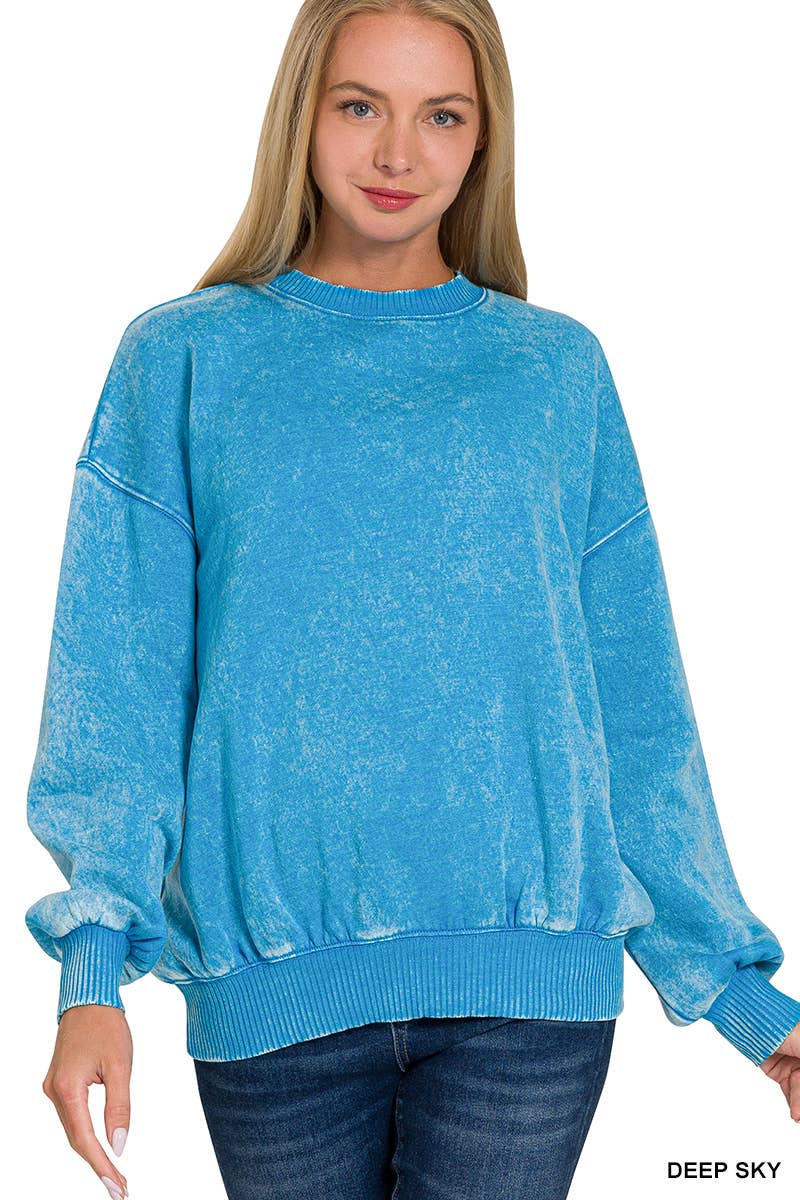 Acid Wash Fleece Pullover
