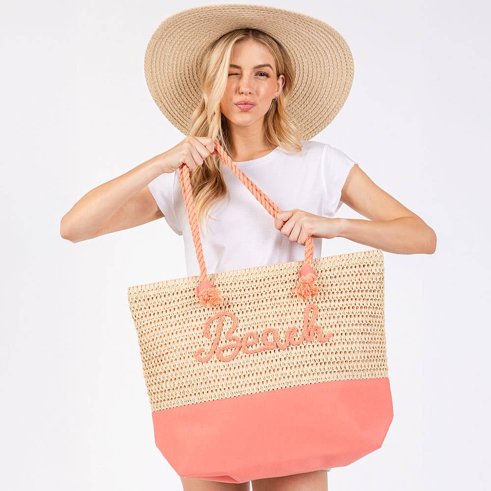 BEACH Crochet Tote Bag
