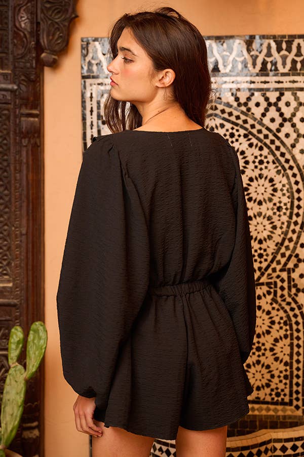 Ruffled Solid Woven Romper
