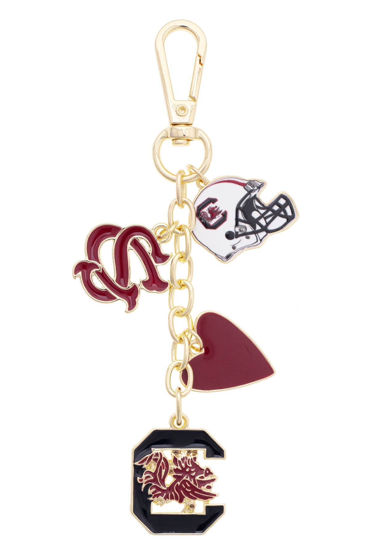 South Carolina Gamecocks Heart Cluster Bag Charm