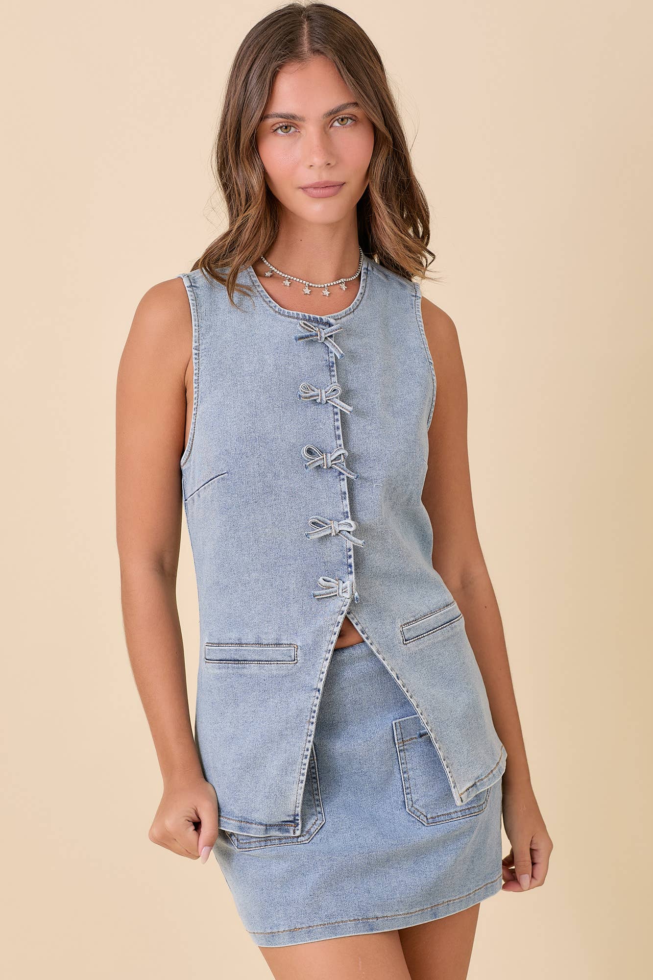 Mini Denim Ribbon Skort