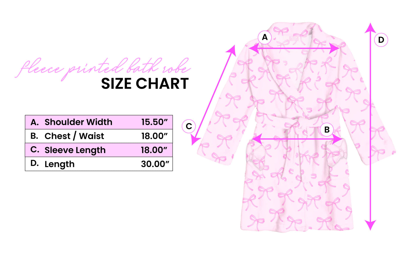 Fleece Striped Bow Printed Cozy Bathrobe