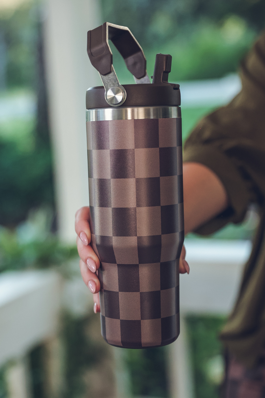 Chocolate Check Travel Tumbler