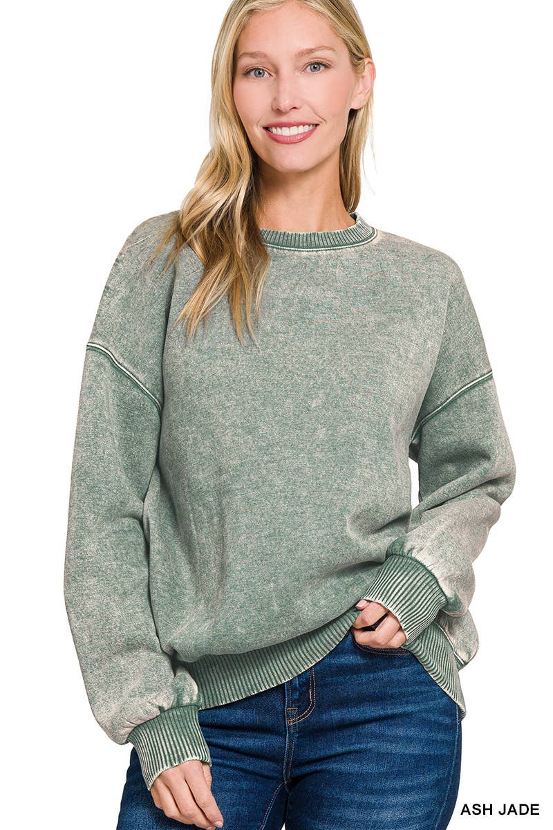Acid Wash Oversized Pullover