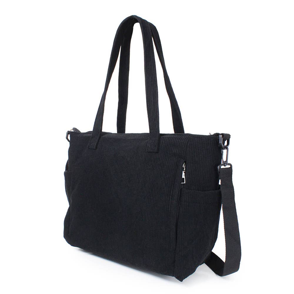 Multi Pocket Corduroy Tote Bag