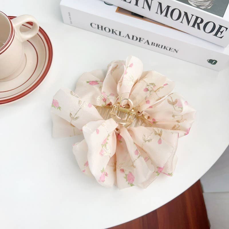 FLORAL SHEER BOW CLIP|