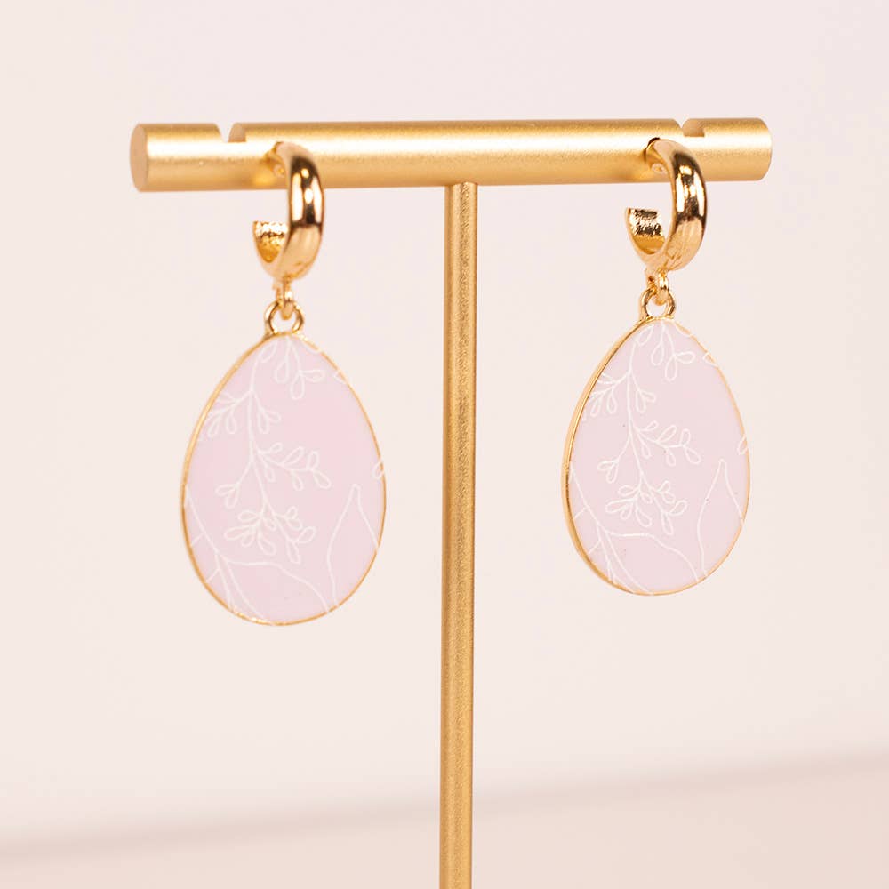 Lillian Egg Earrings Pink/Gold 1.25x.75