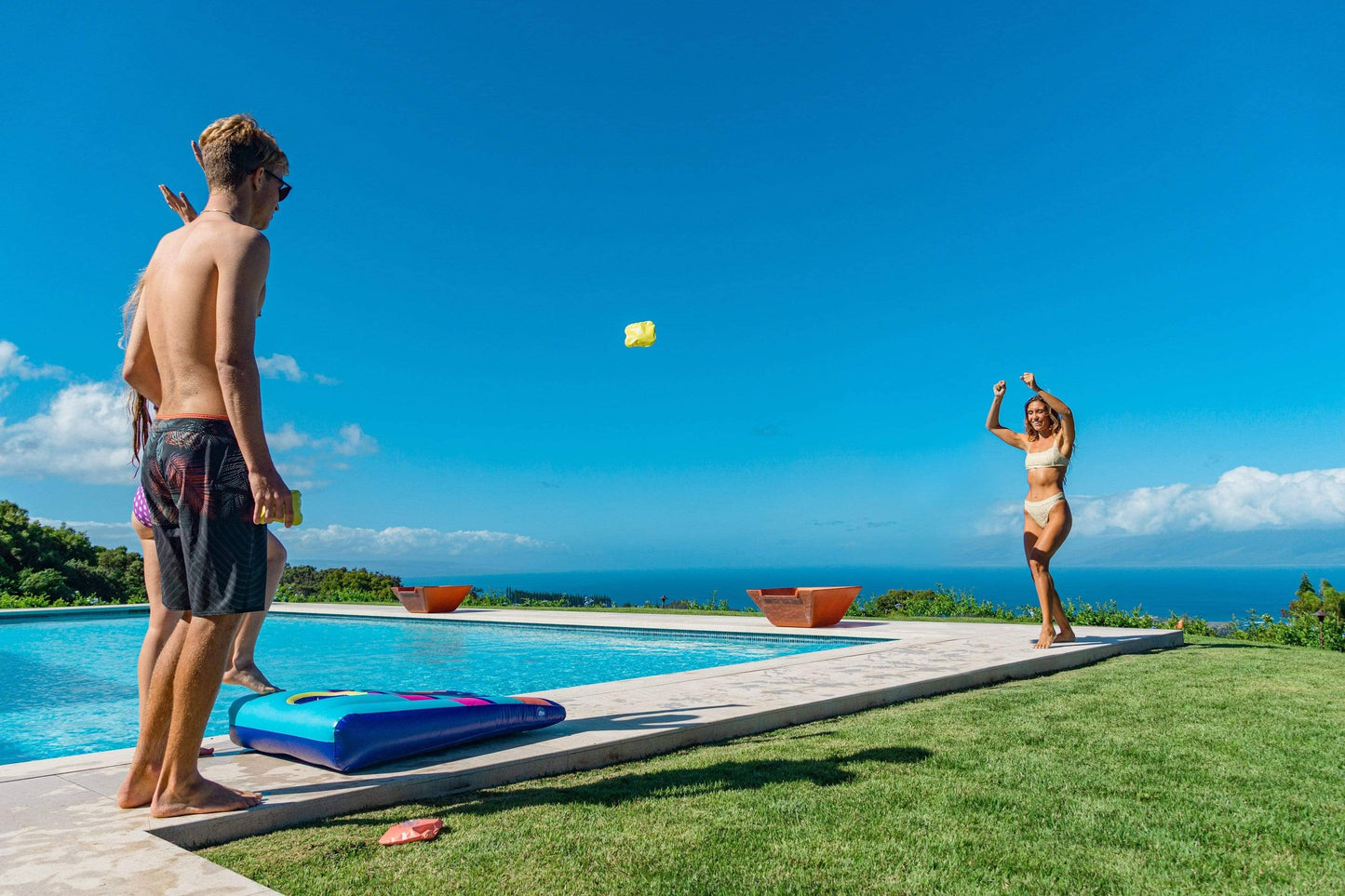 Inflatable Pool Floating Cornhole Toss Game