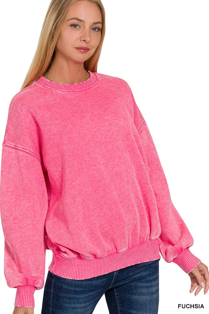 Acid Wash Oversized Pullover