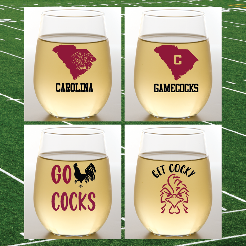 GAMECOCKS Unbreakable Stemless TRITAN Plastic Wine Glasses