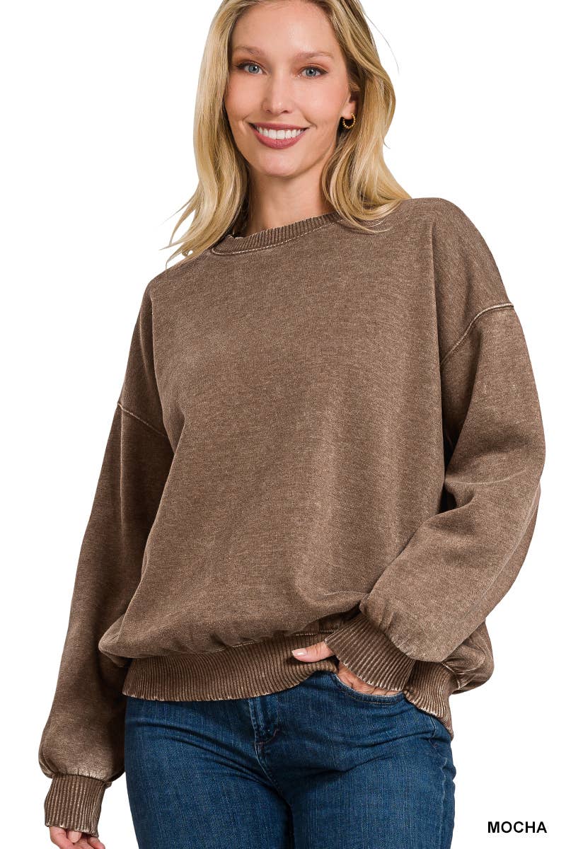 Acid Wash Oversized Pullover