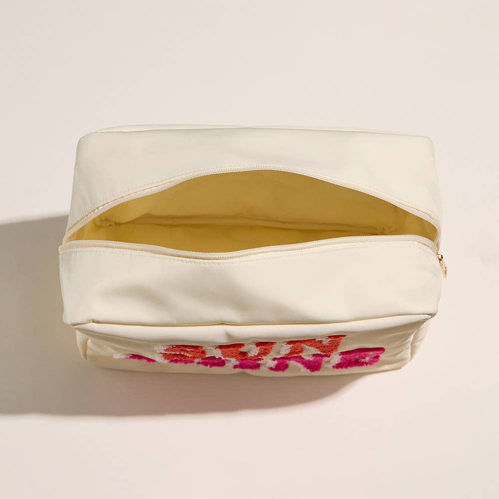 SUN KISSED Message Patch Embroidered Pouch Bag / Organizer
