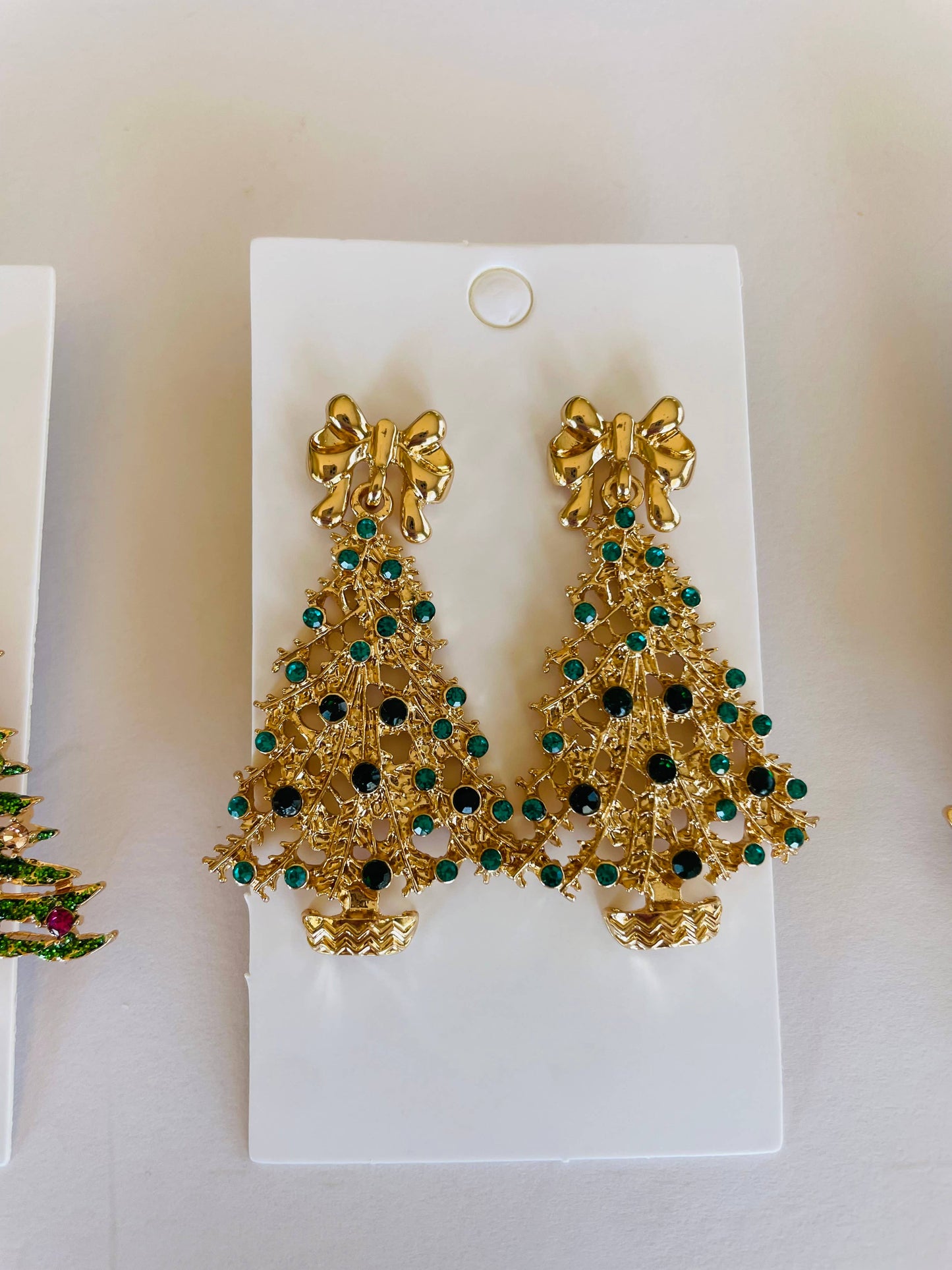 Rhinestone Christmas Dangle Earrings