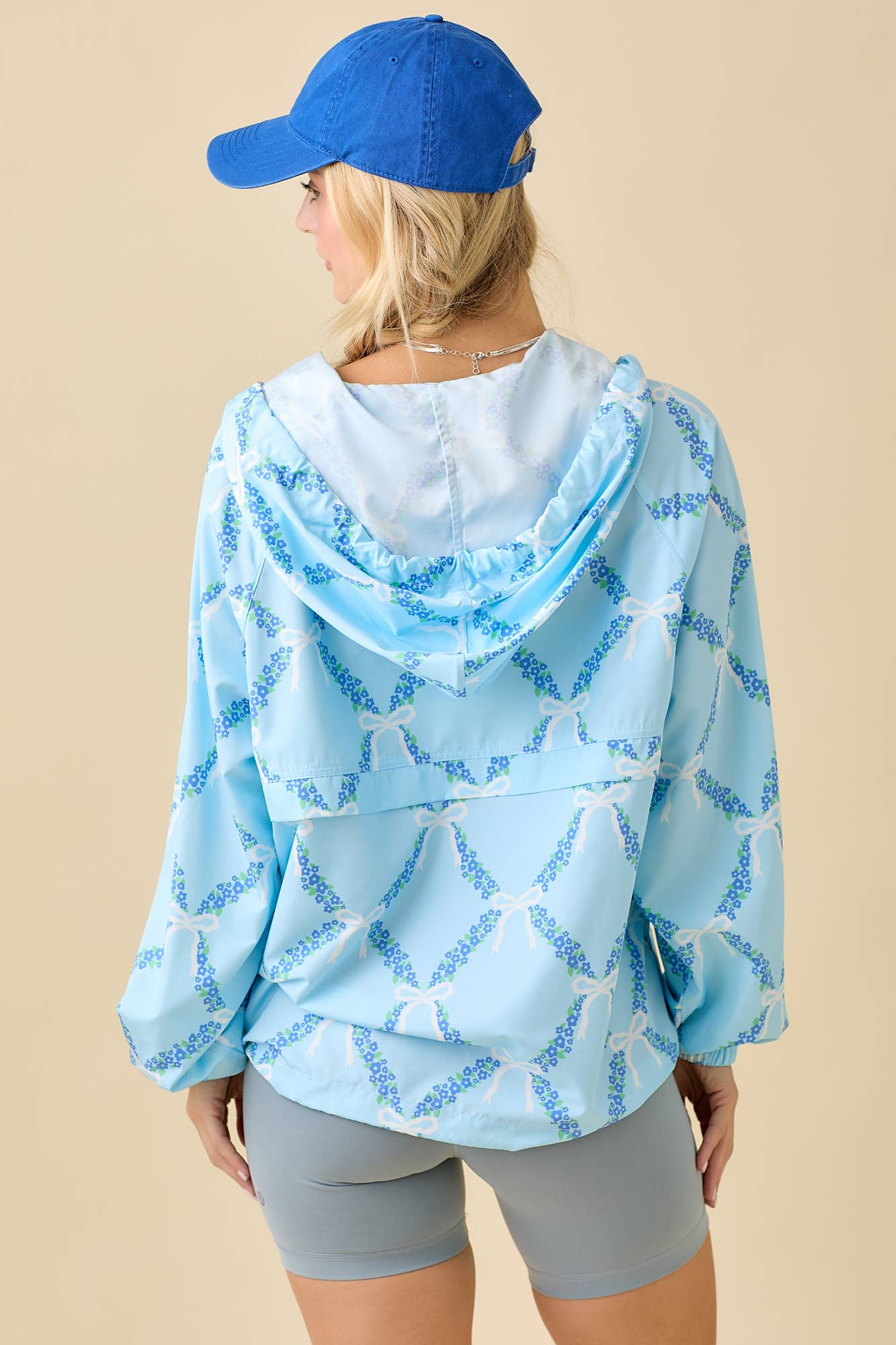 Coquette Ribbon And Floral Printed Windbreaker