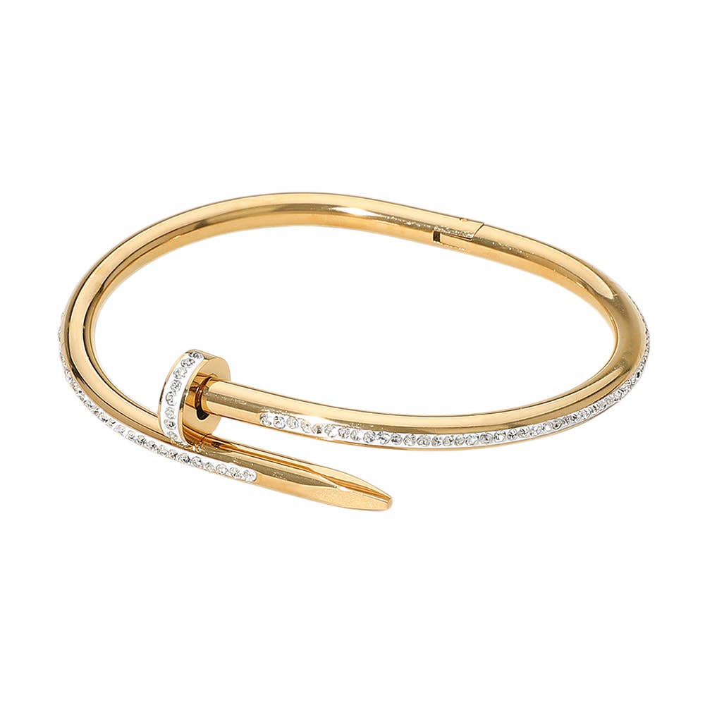 Stone Paved Hinged Bangle Bracelet
