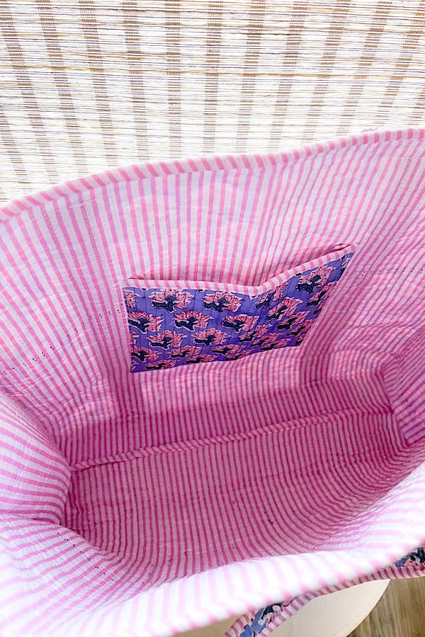 Sybil Blue Patterned Tote Bag