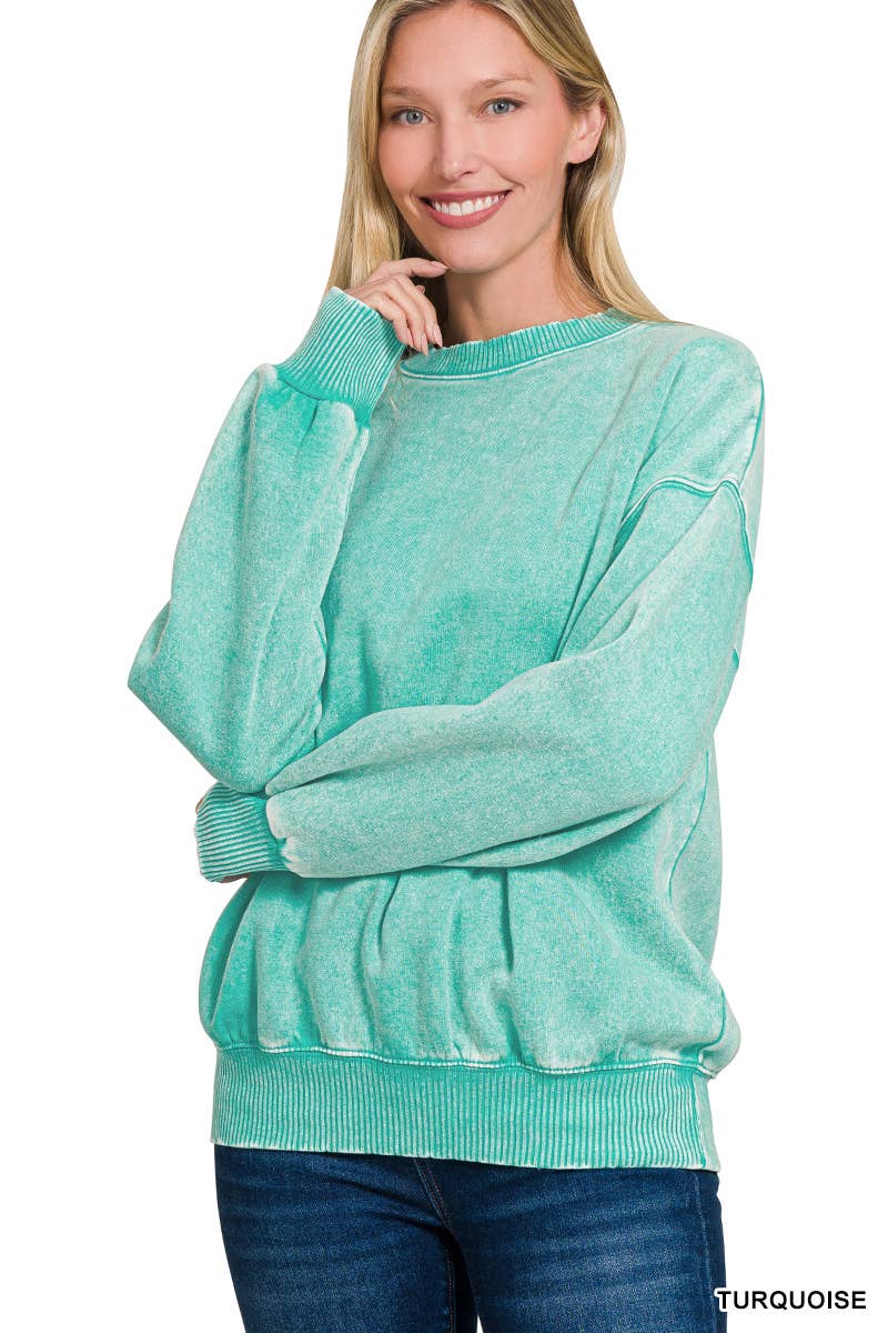 Acid Wash Oversized Pullover