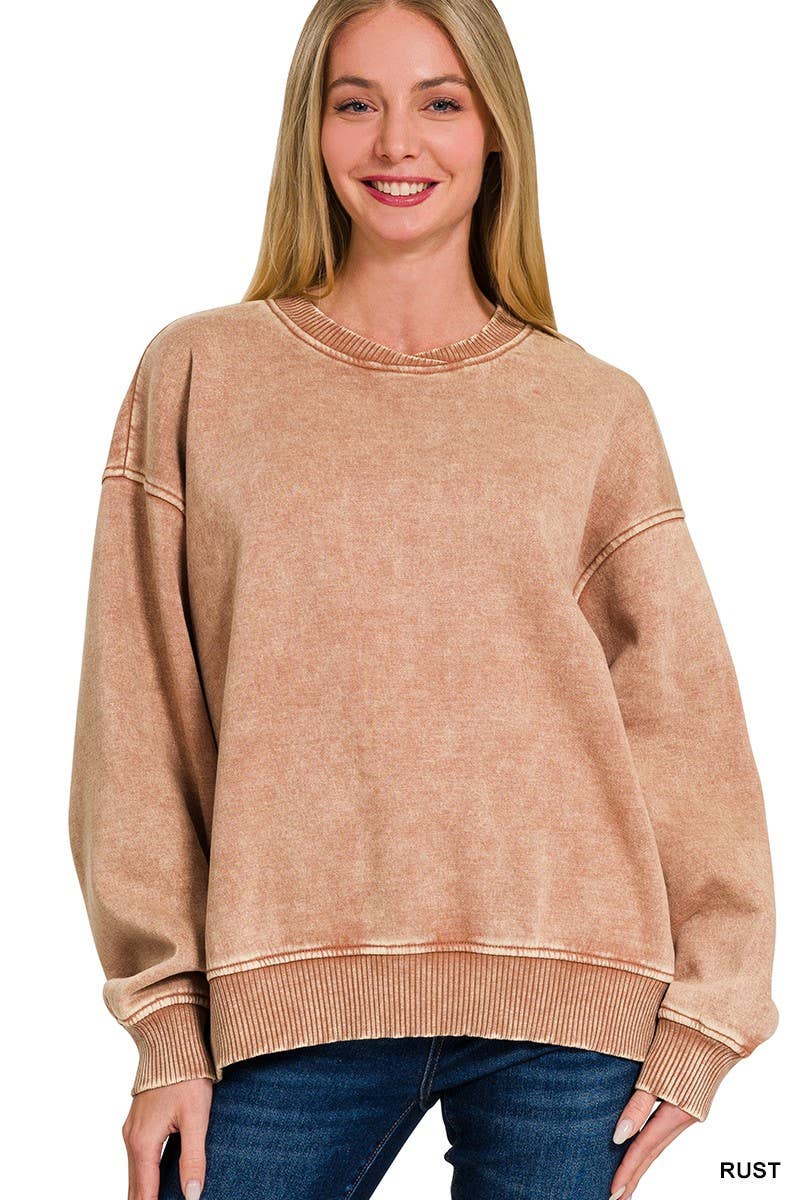 Acid Wash Oversized Pullover