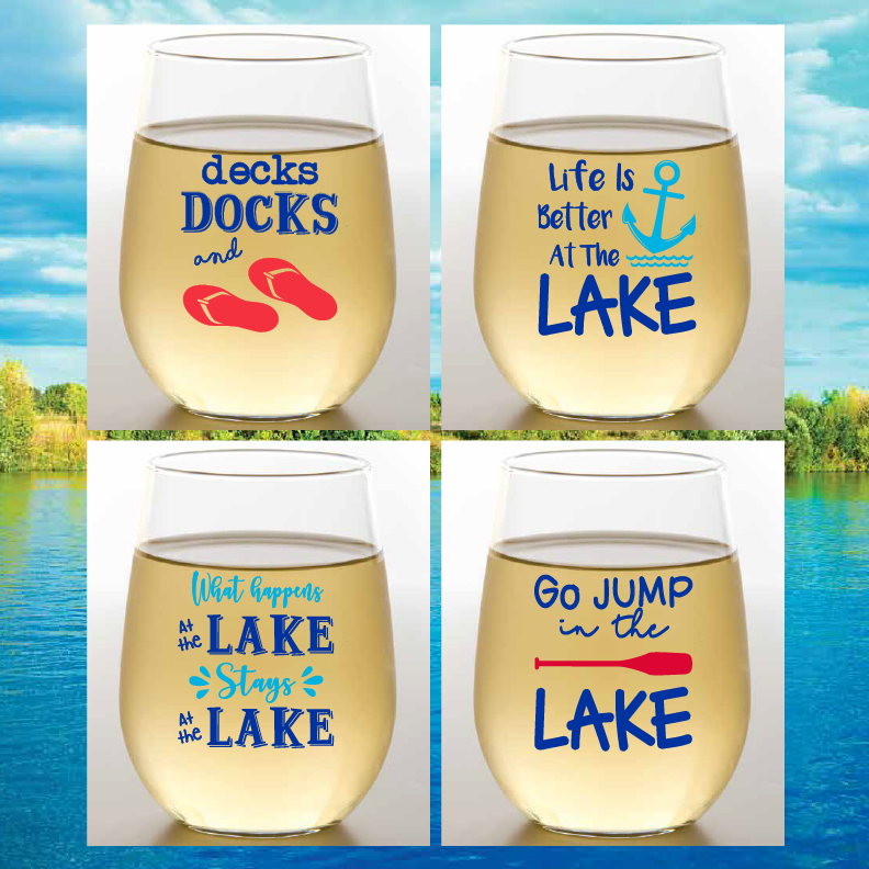 LAKE Unbreakable Stemless TRITAN Plastic Wine Glasses