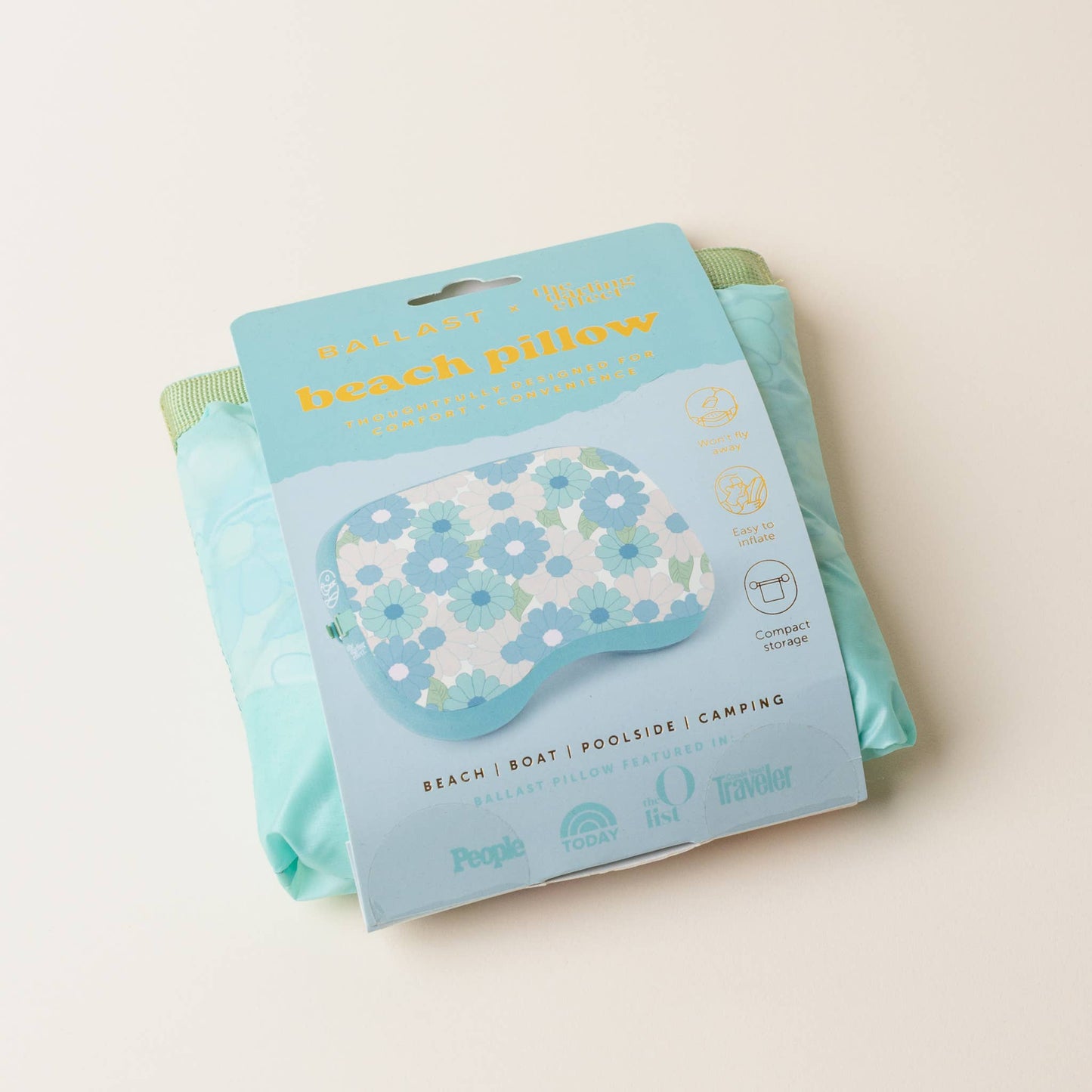 Ballast Beach Pillow-Daisy Craze Aqua