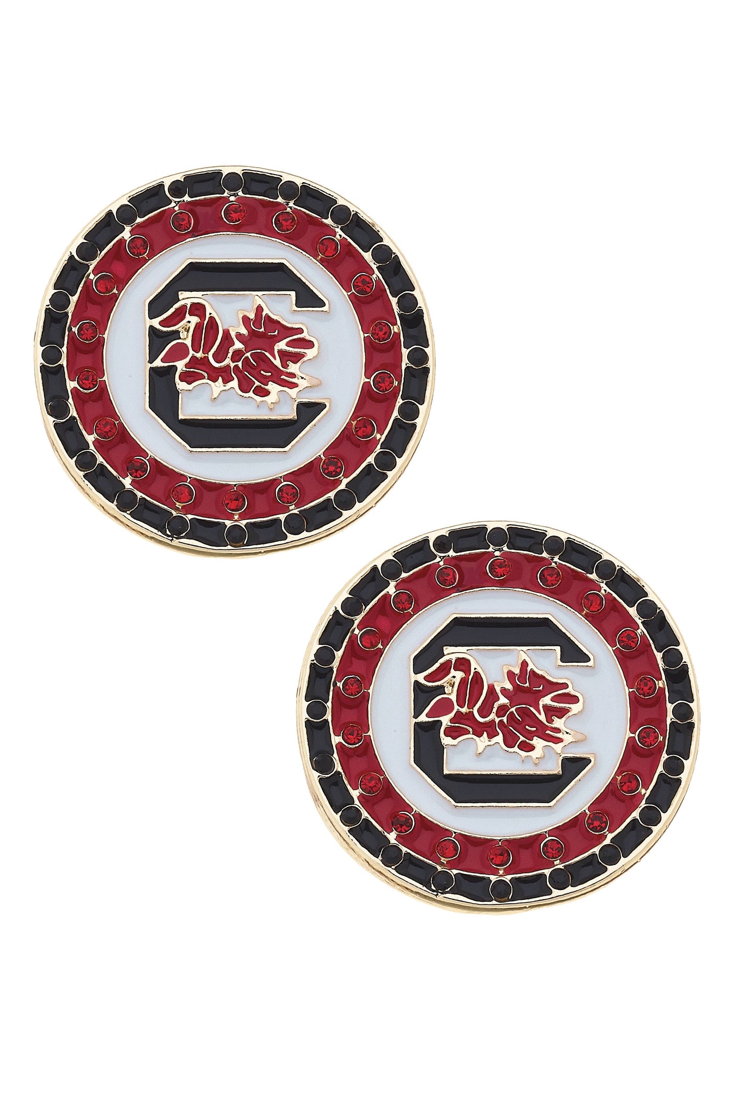 South Carolina Gamecocks Pave Disc Stud Earrings