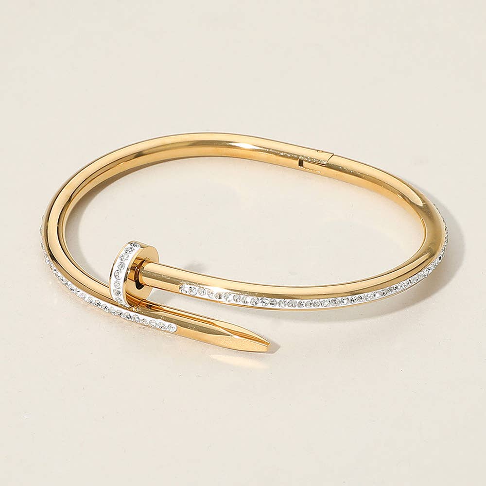 Stone Paved Hinged Bangle Bracelet