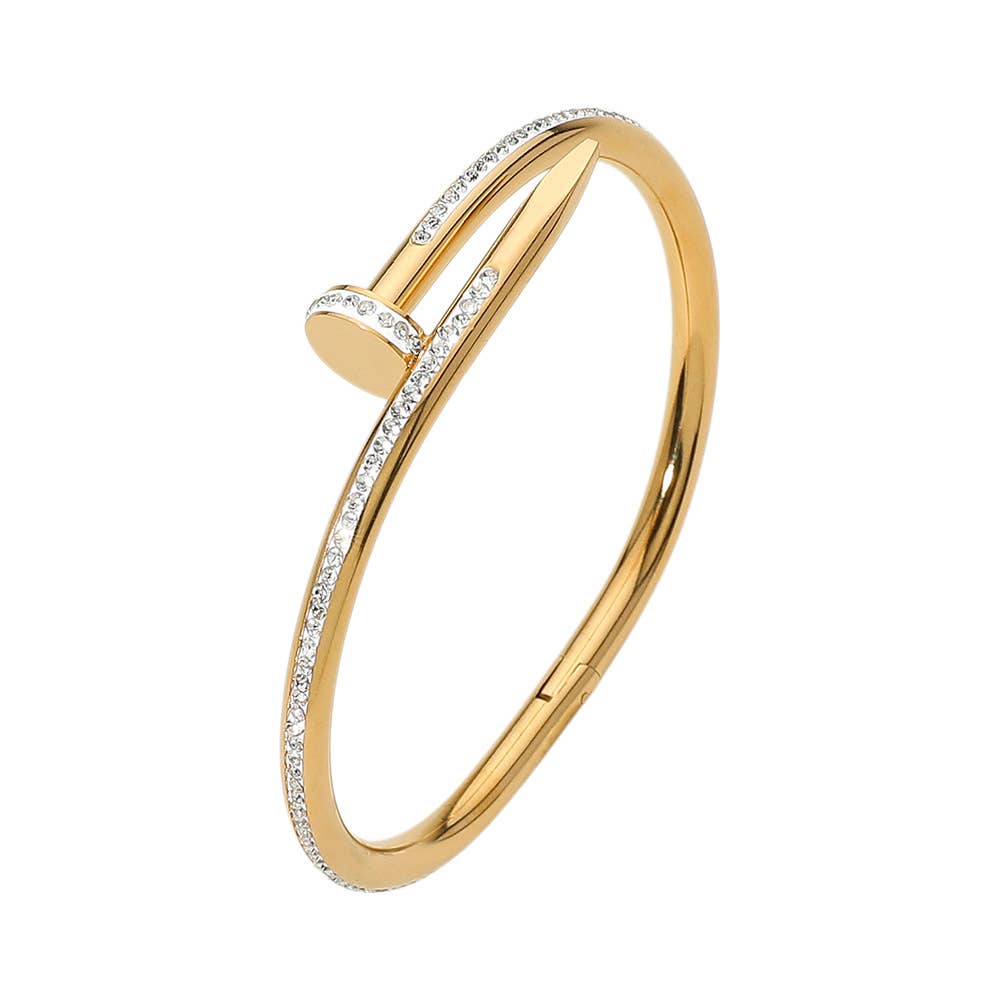 Stone Paved Hinged Bangle Bracelet