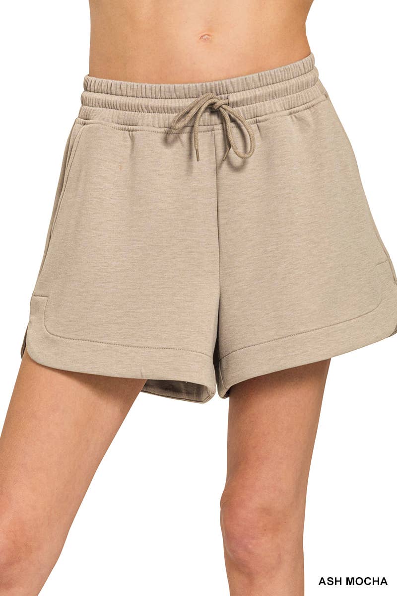 Scuba Elastic Waistband Shorts w/Pocket