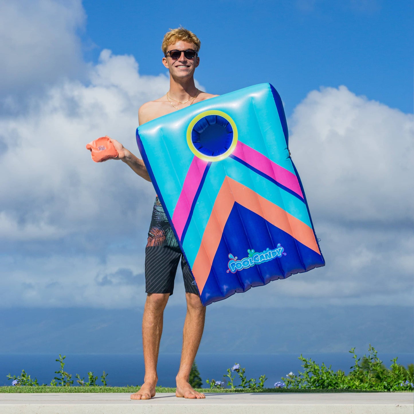 Inflatable Pool Floating Cornhole Toss Game