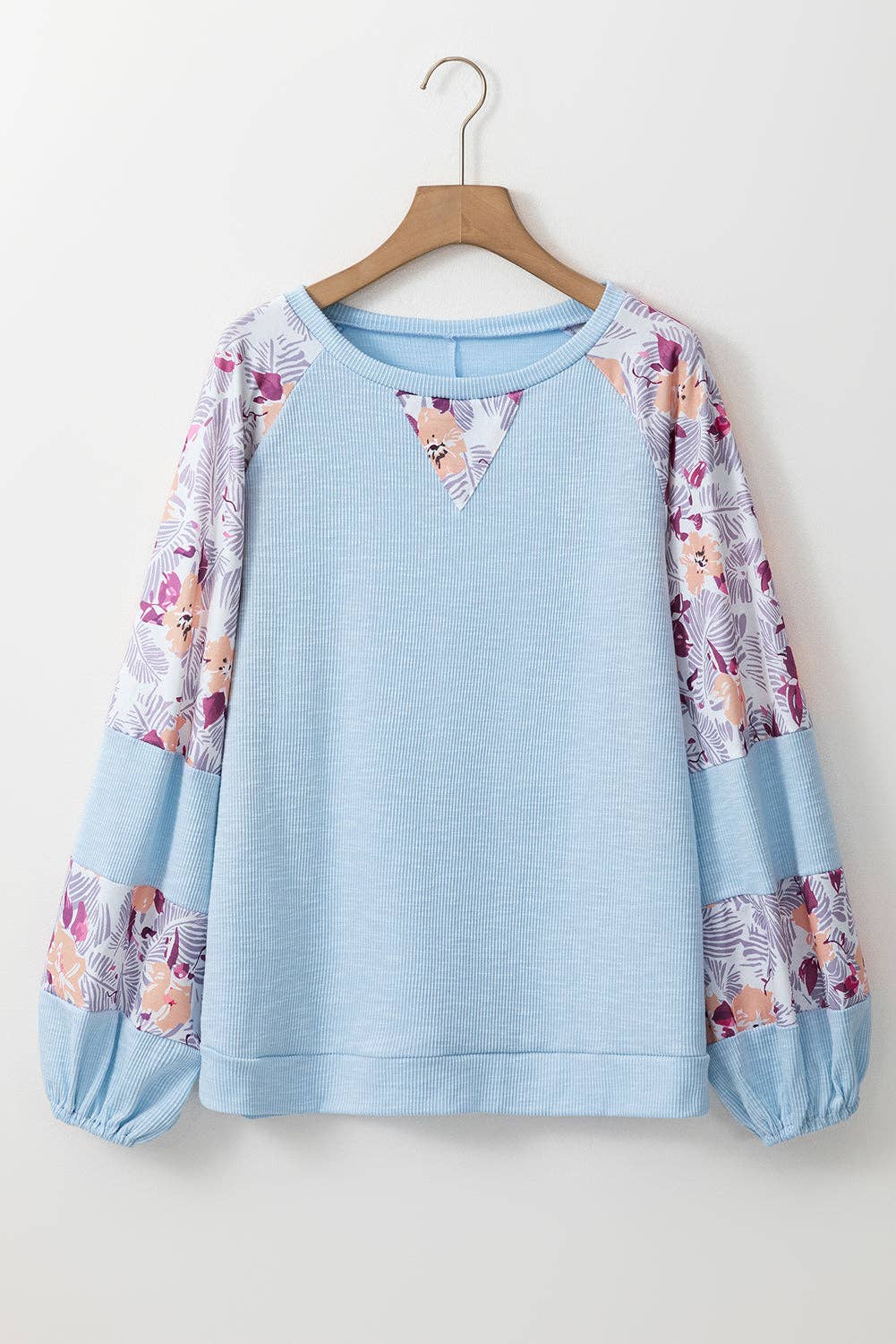 Floral Patchwork Balloon Sleeve Blouse