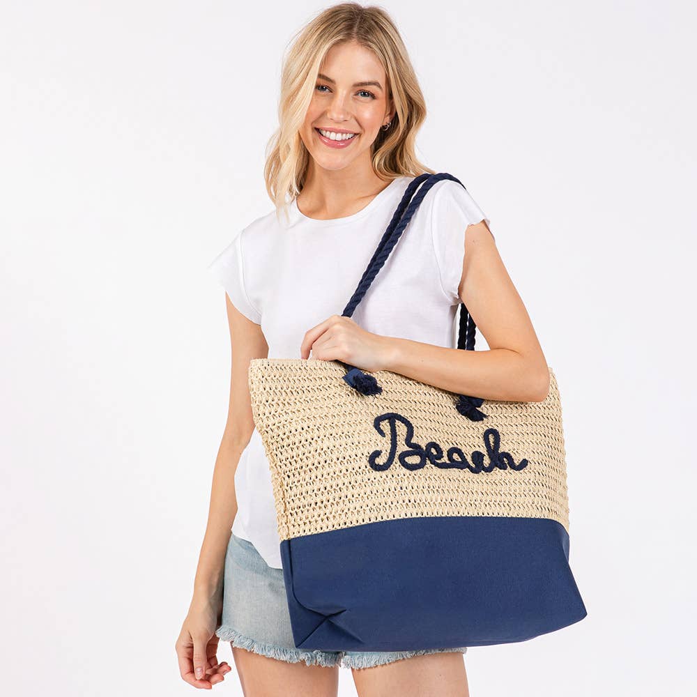 BEACH Crochet Tote Bag