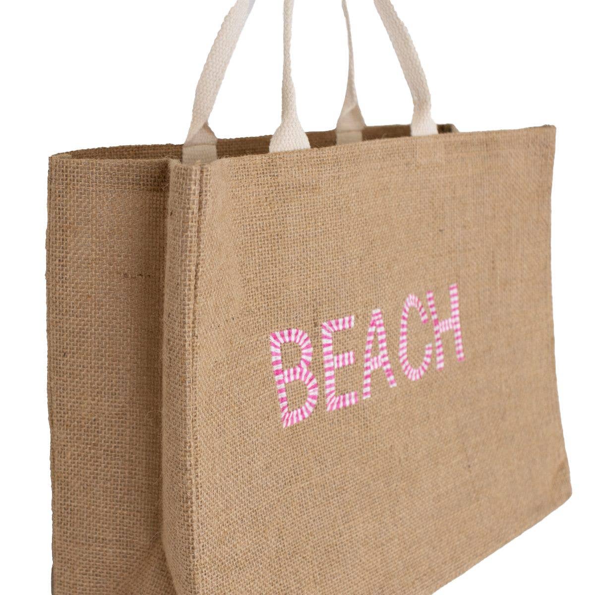 Beach Sands Tote Natural/Pink 16.5x11.75x6