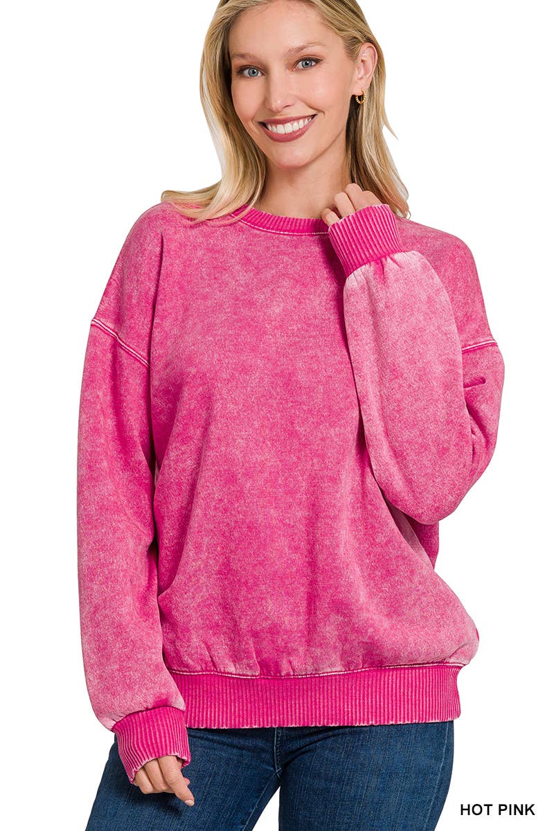 Acid Wash Fleece Pullover