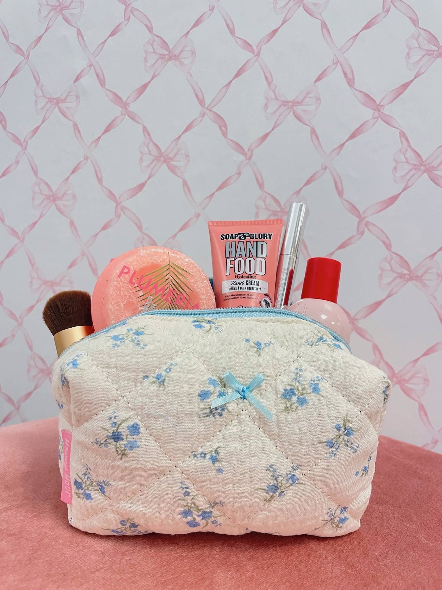 Small Blue Bow Makeup Bag