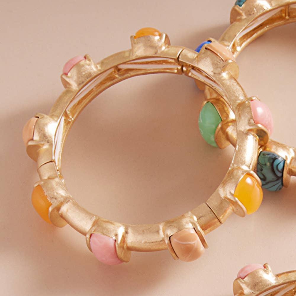 Stone Stretch Bangle Bracelet