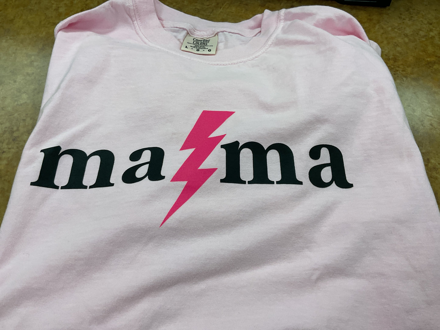 Mama Lightening Bolt Pink T-Shirt