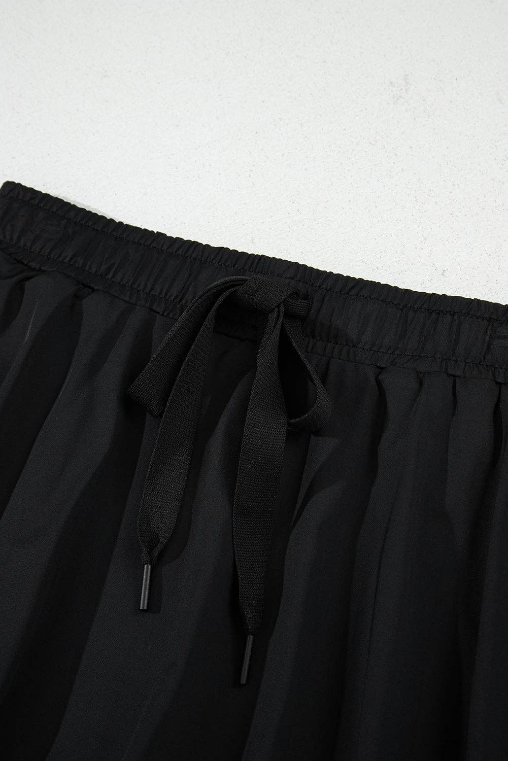 Solid Drawstring High Waist Skort