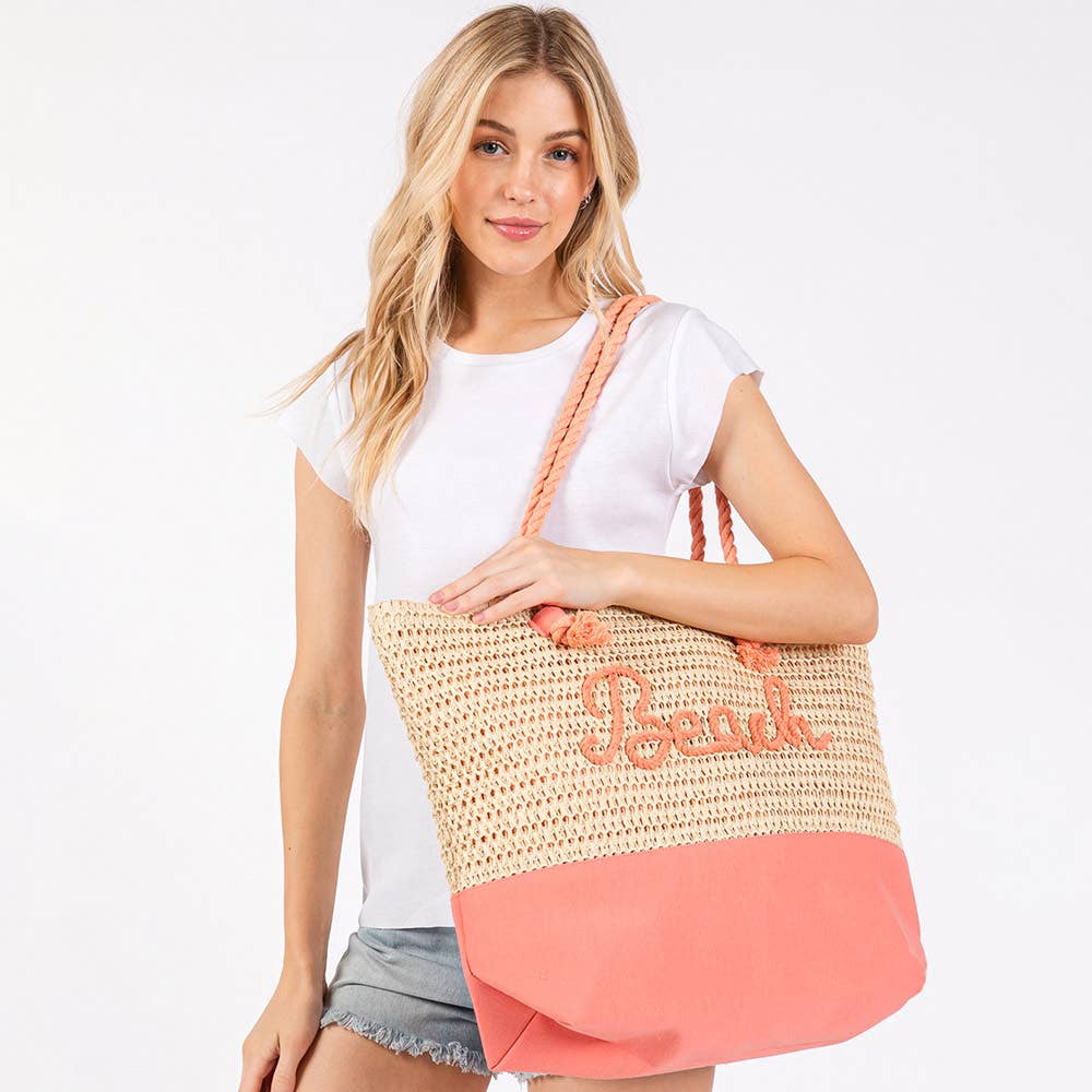 BEACH Crochet Tote Bag