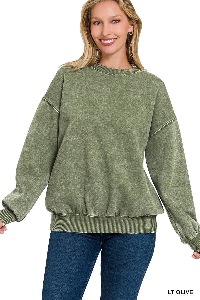 Acid Wash Oversized Pullover