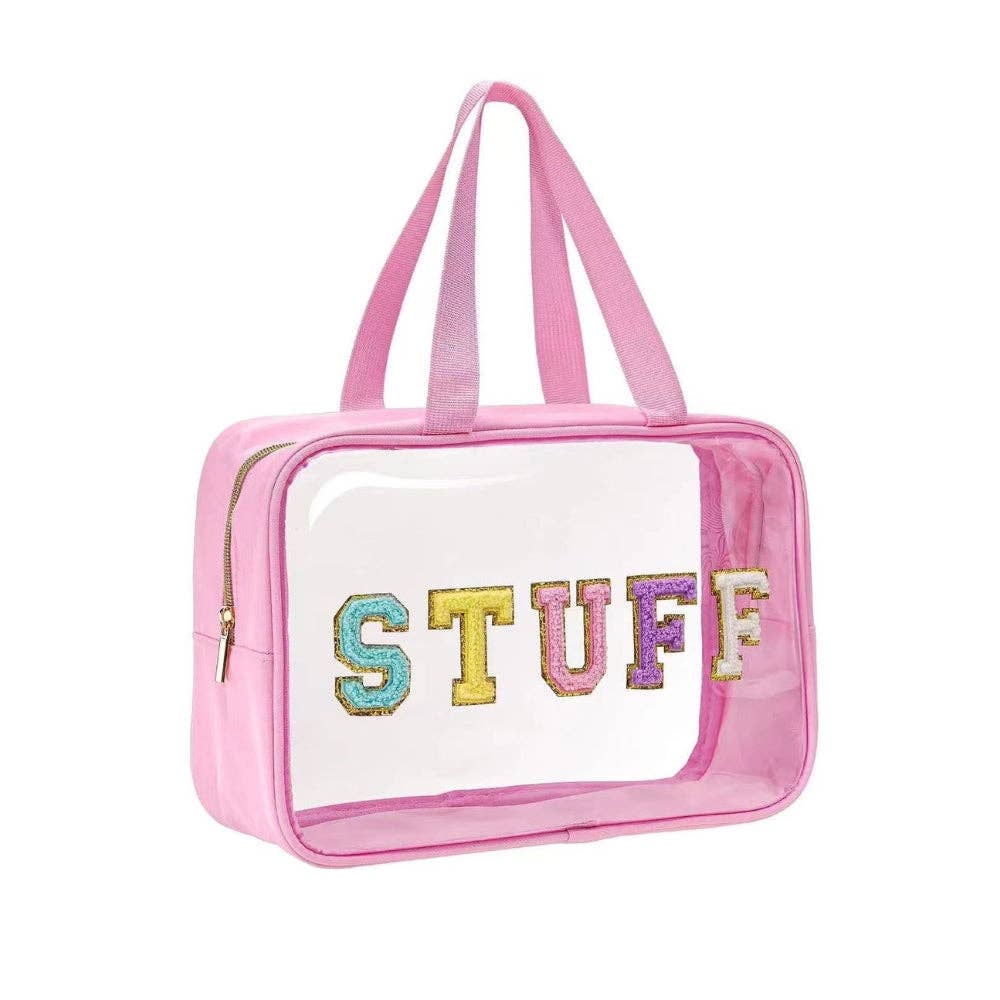 Oversized Clear STUFF Letter Cosmetic Travel Bag