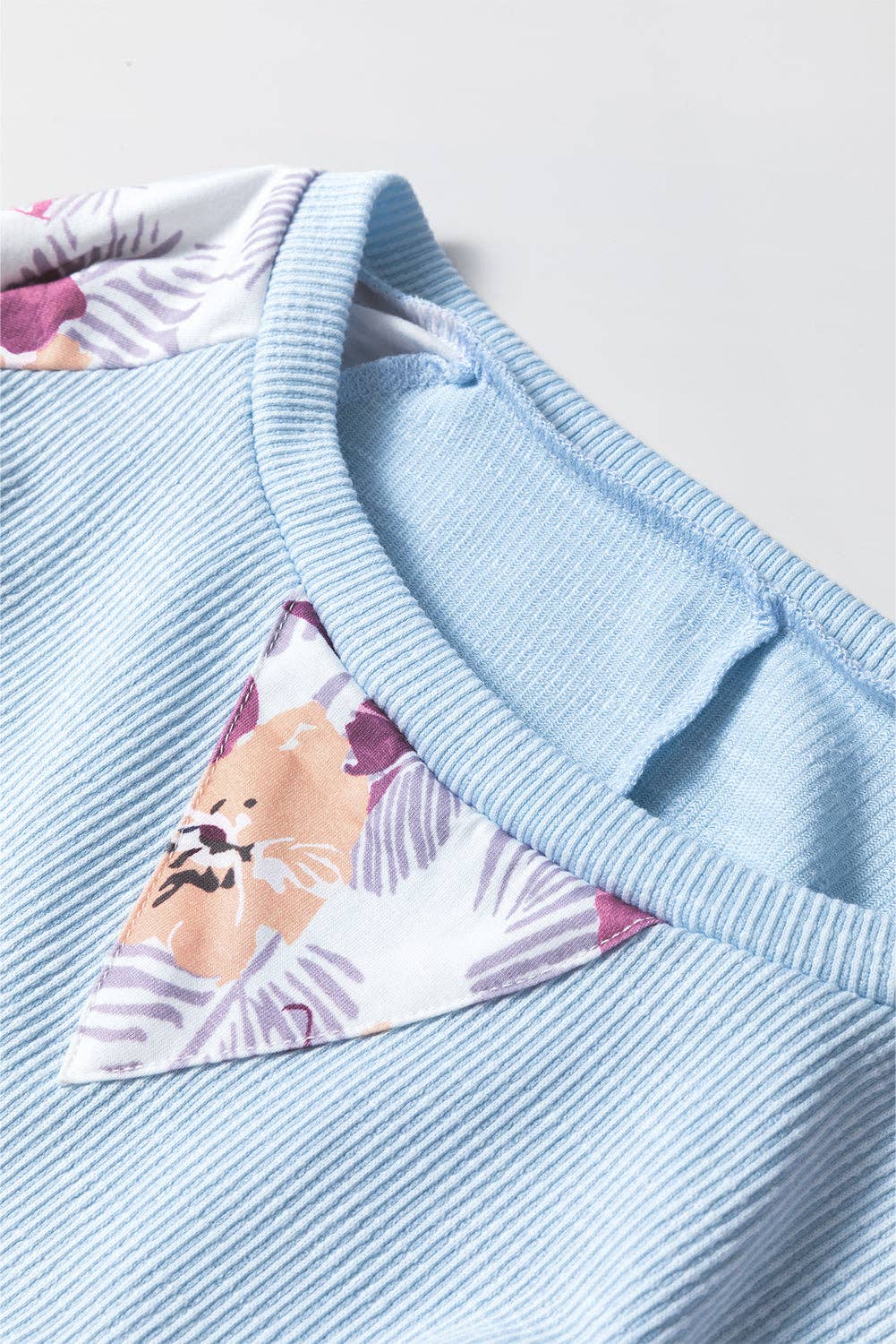 Floral Patchwork Balloon Sleeve Blouse