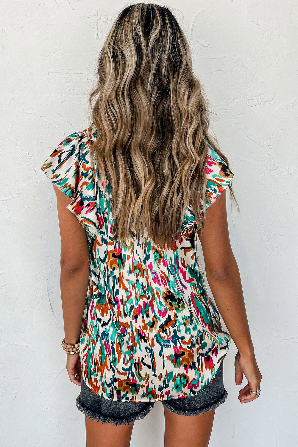 Green Ruffle Sleeve Blouse