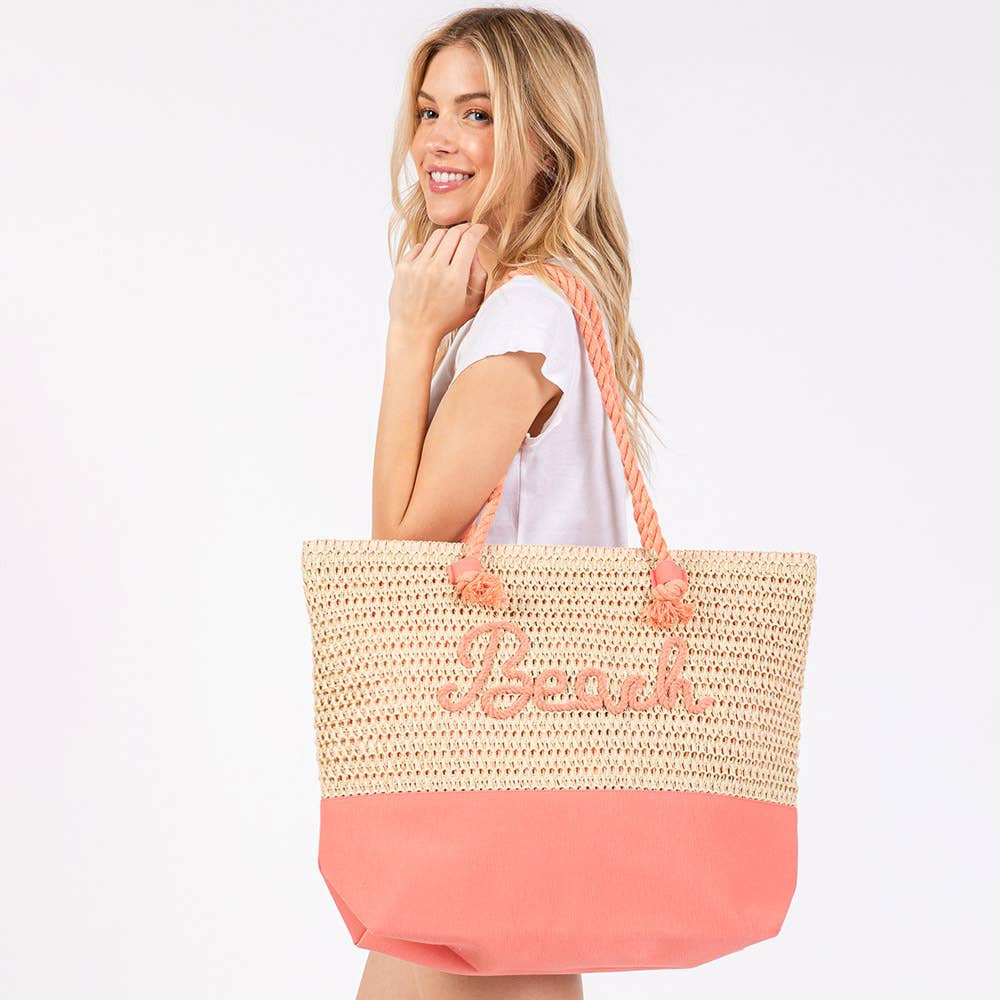 BEACH Crochet Tote Bag