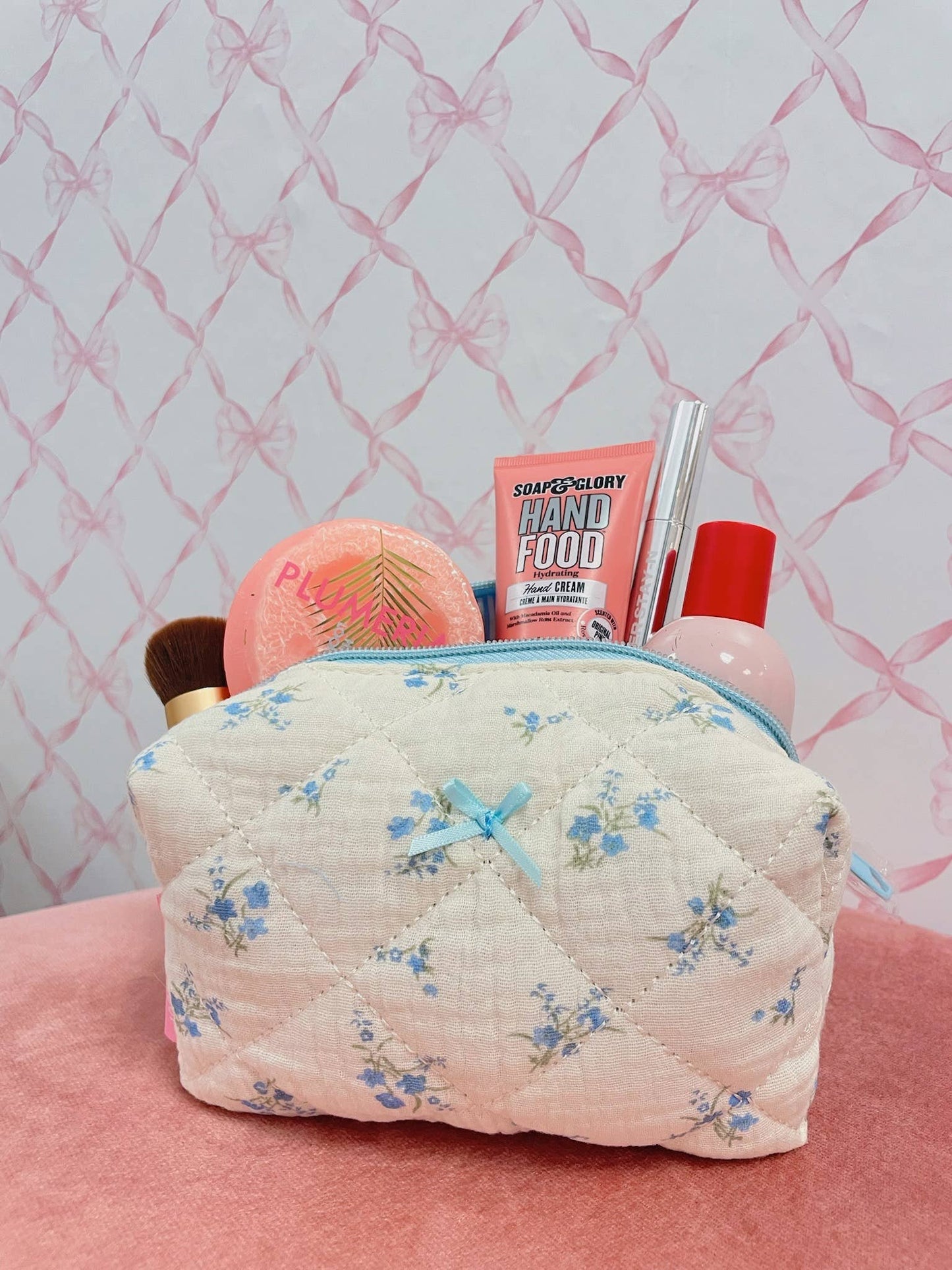 Small Blue Bow Makeup Bag