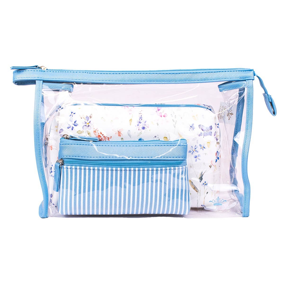 Nora Travel Cosmetic Set Blue/Multi 12x8.25x3.5 Set of 3